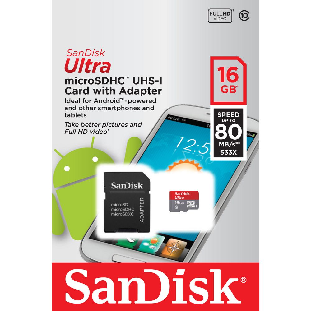 MEMORY SANDISK EXTREME uSDHC 16GB 80MB/s