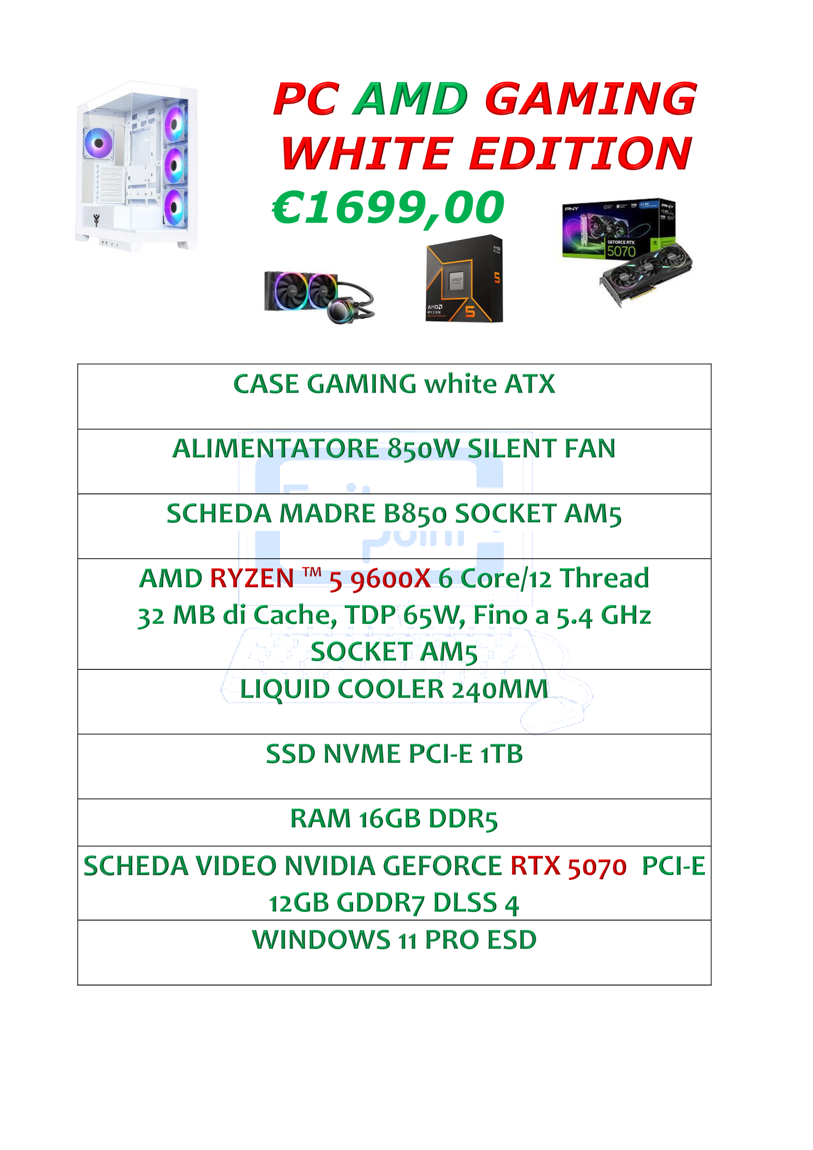 PC AMD GAMING WHITE EDITION 5070 SSD