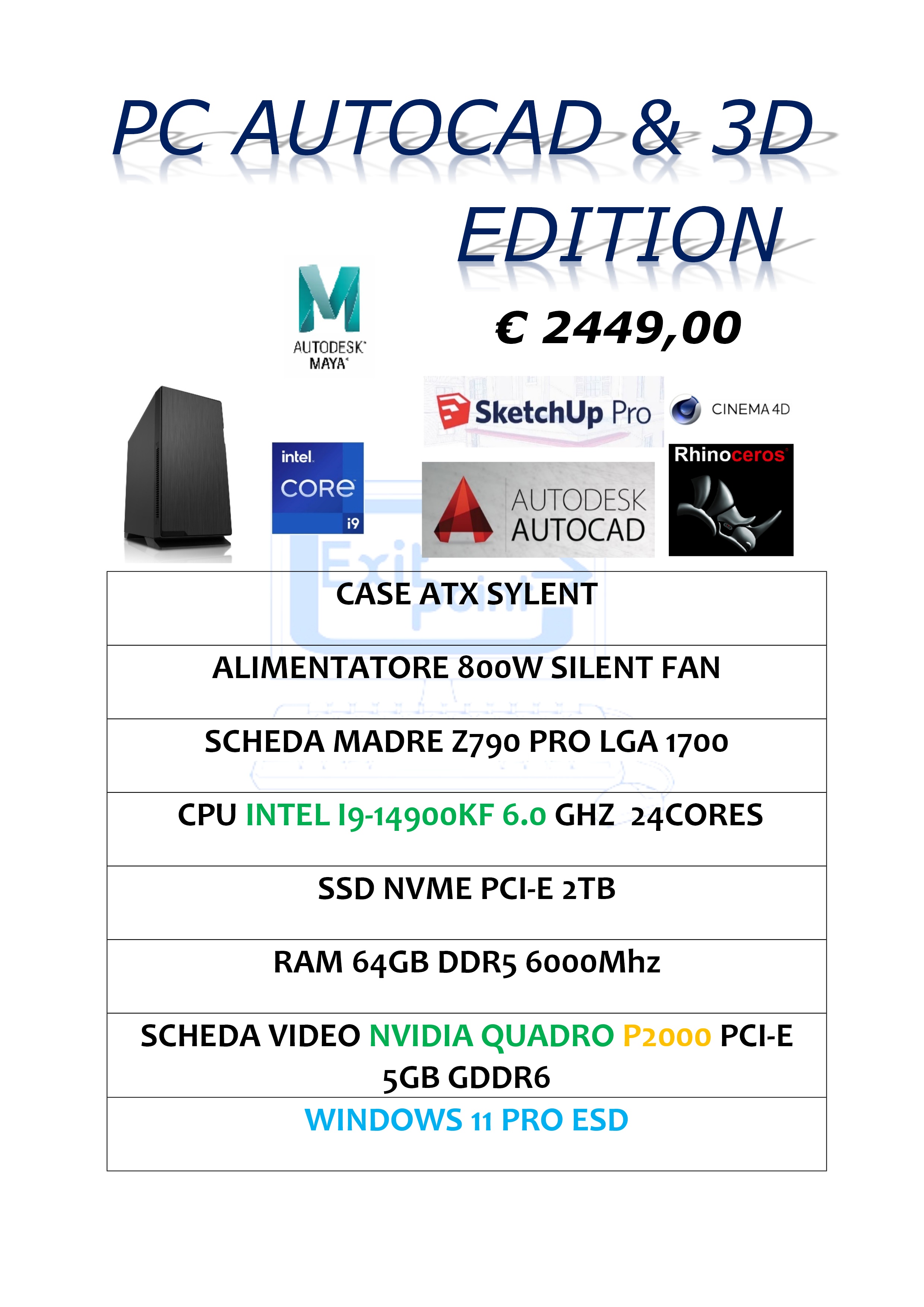 PC AUTOCAD 3D EDITION I9-14900KF QUADRO P2000