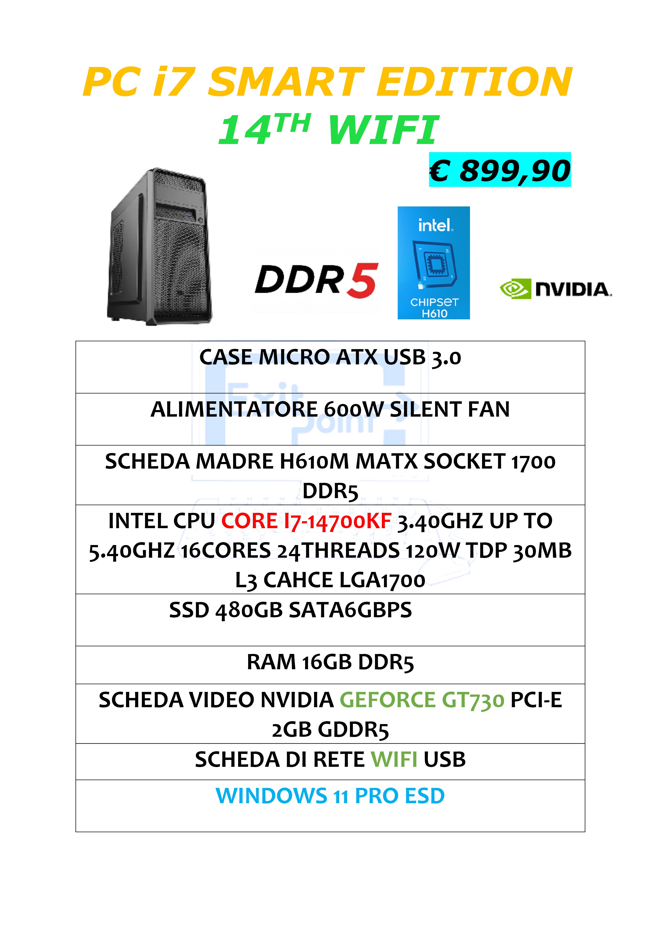 PC I7 SMART EDITION 16GB 14TH WI-FI DDR5