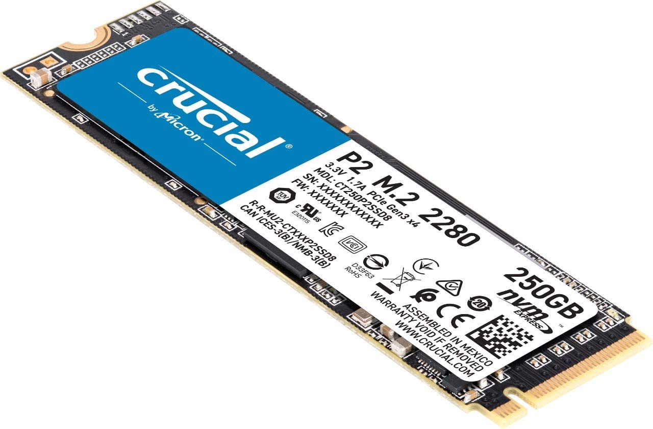 CRUCIAL P2 NVMe 250GB SSD INTERNO 2400MB/s
