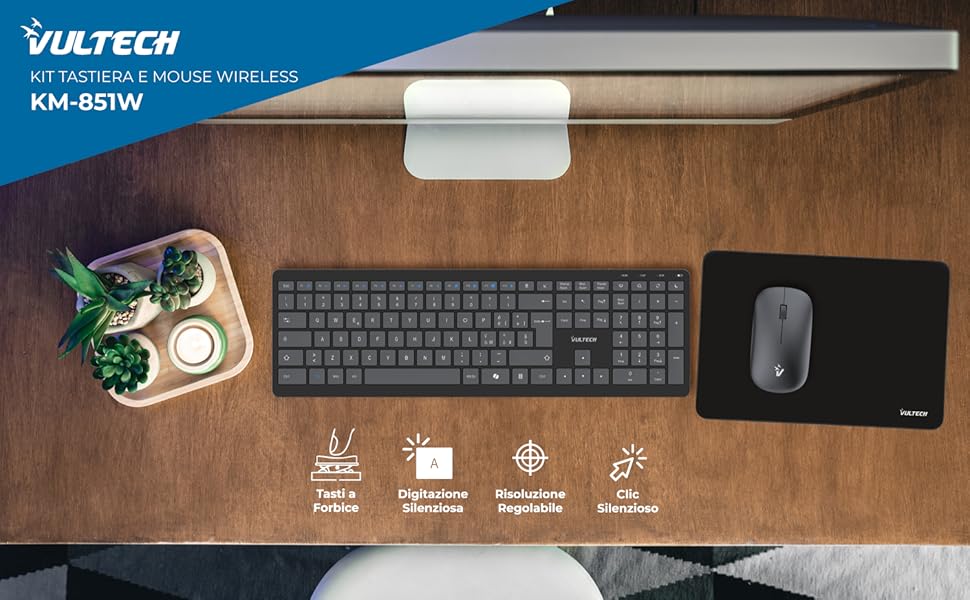 VULTECH KM-851W MOUSE + TASTIERA WI-FI 