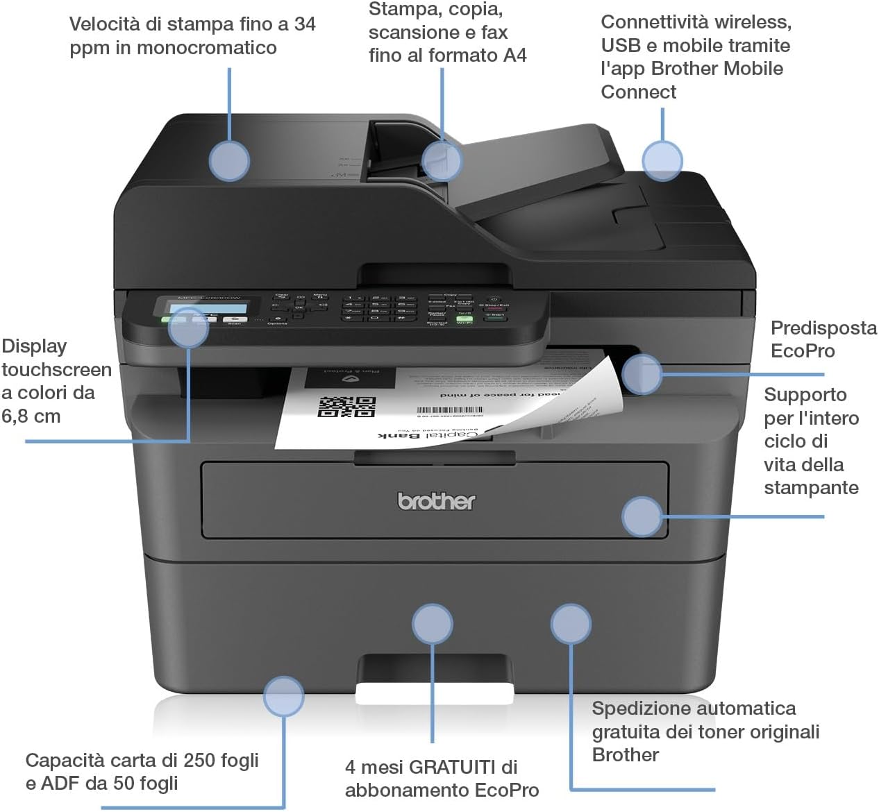 STAMP LASER BROTHER MFCL2860DWE WI-FI LAN 