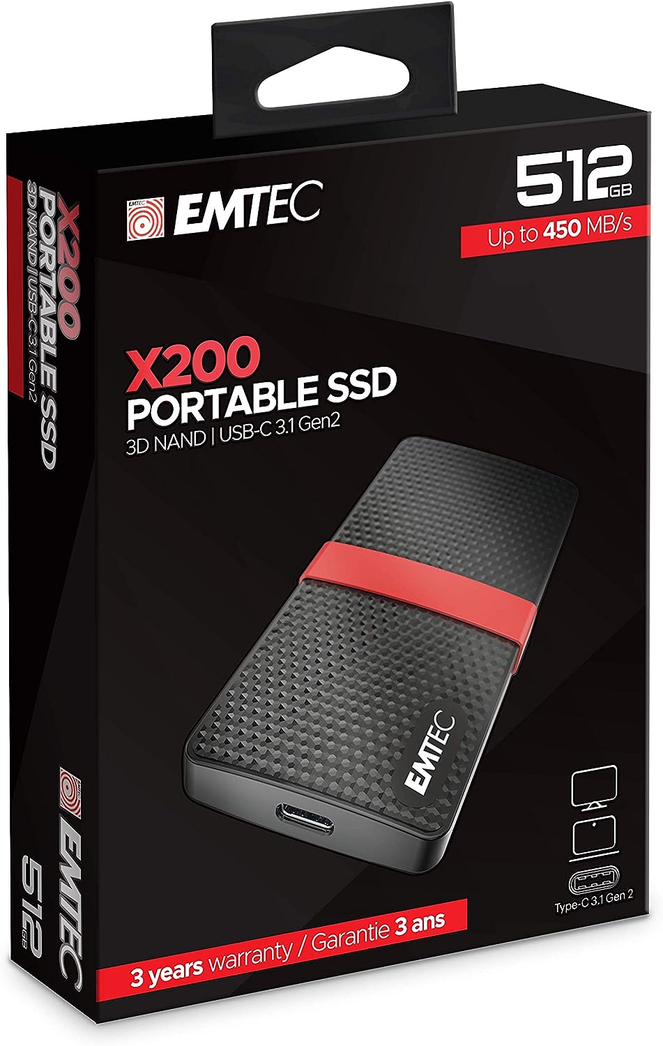 EMTEC X200 PORTABLE SSD 512GB USB-C