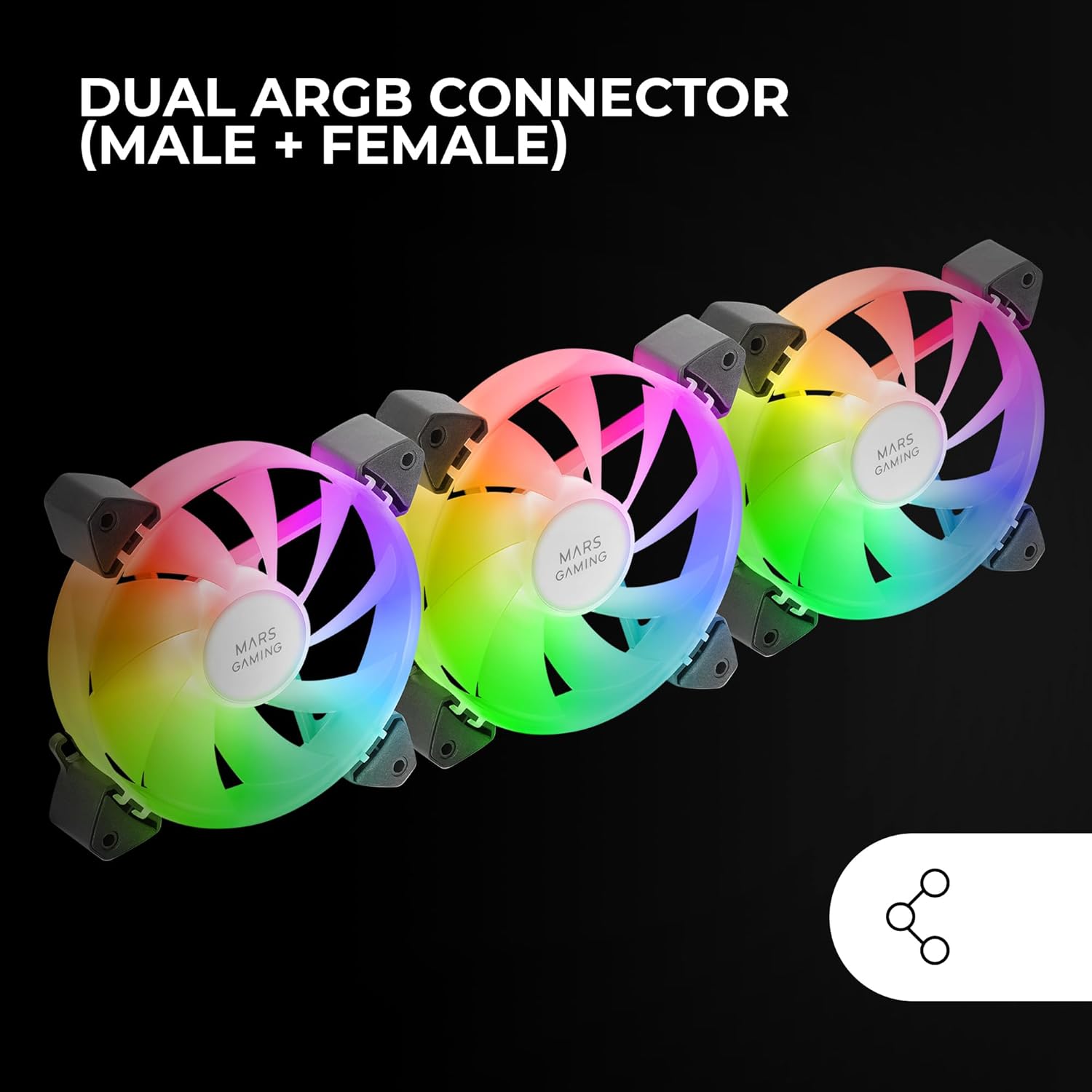 KIT 3 FAN ARGB MARSGAMING FDB RAINBOW 