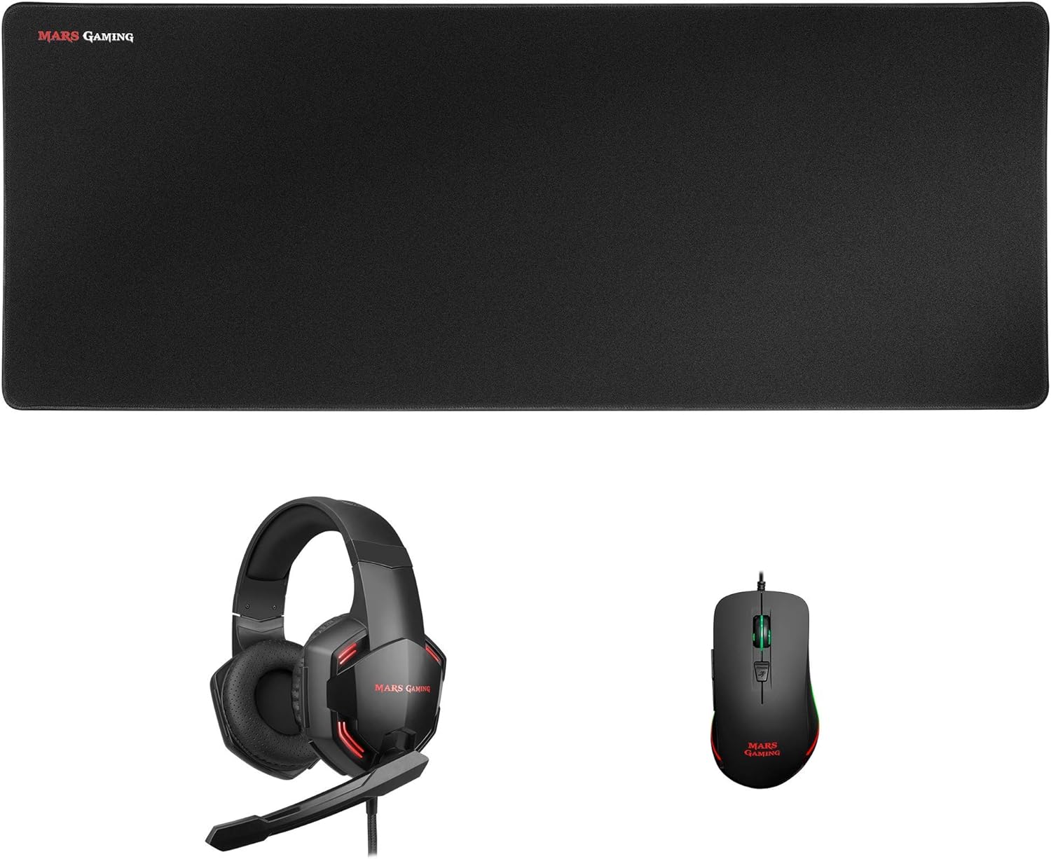 KIT 3in1 MARSGAMING MOUSEPAD CUFFIA MOUSE