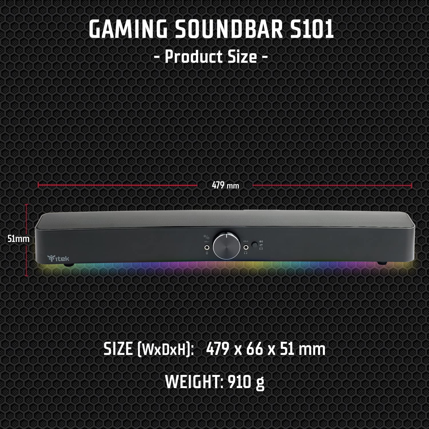 ITEK SPEAKER SOUNDBAR GAMING RGB S100 BT
