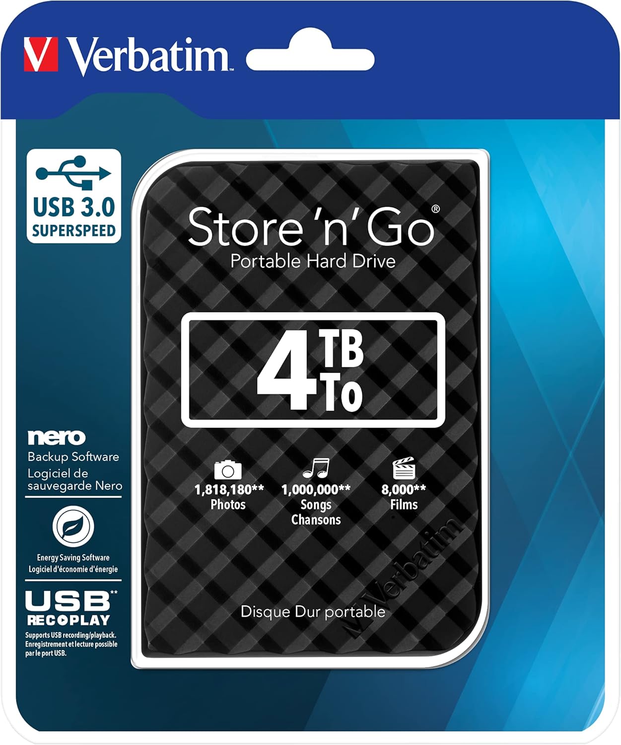 HD ESTERNO STORE'N GO VERBATIM 2.5 4TB USB3.0